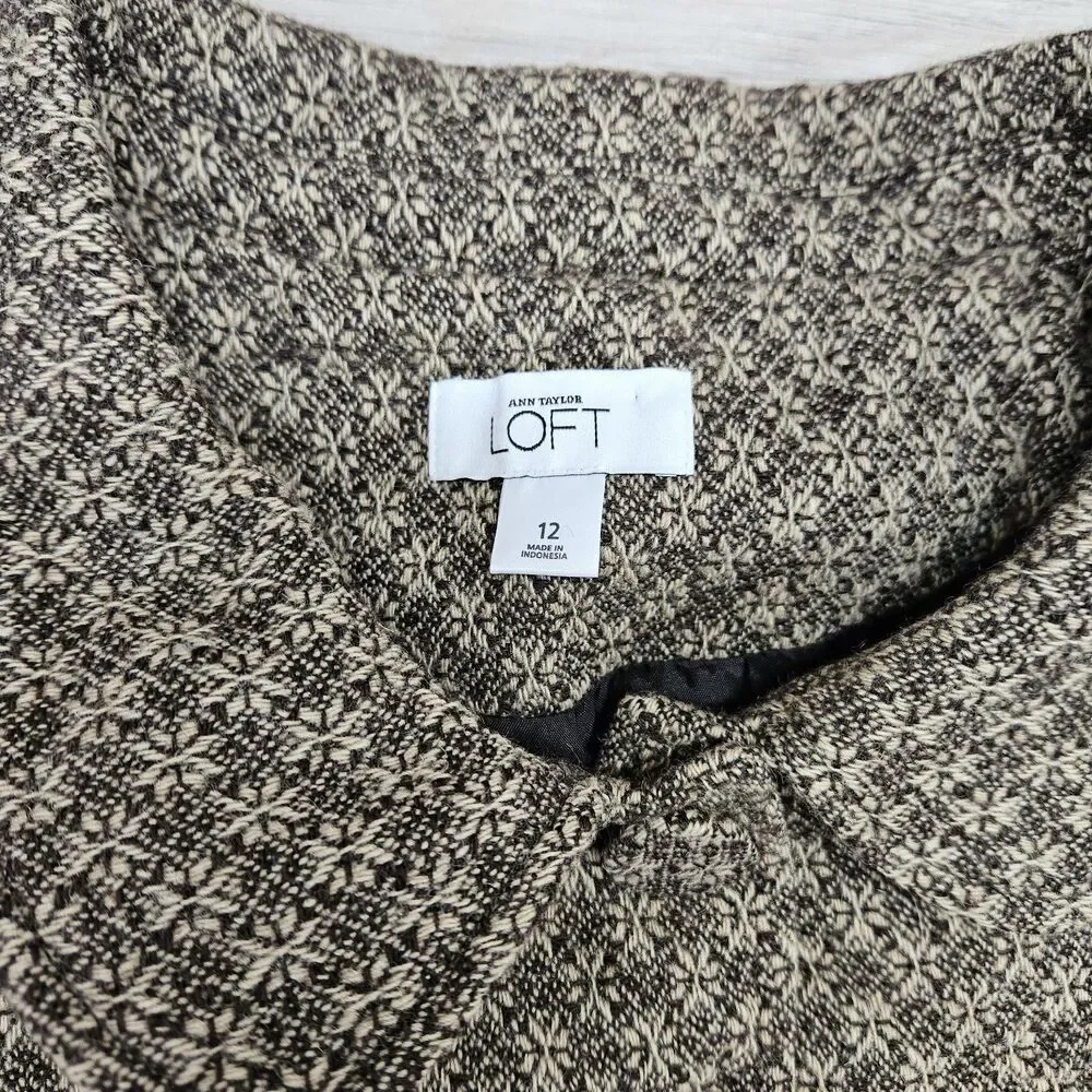 Loft Womens Brown Wool Blend Tapestry Tweed Blazer Size 12
